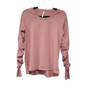Fabletics Womens Mauve Ruched Long Sleeve Performance Top  Size M
